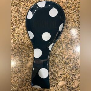 Navy blue and White Polka Dot Spoon Rest